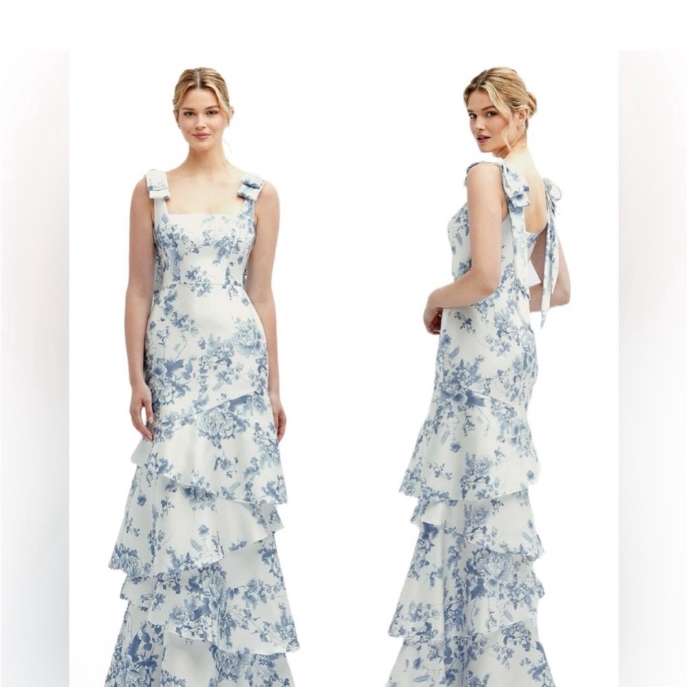 Dessy Collection Blue Floral Maxi Dress